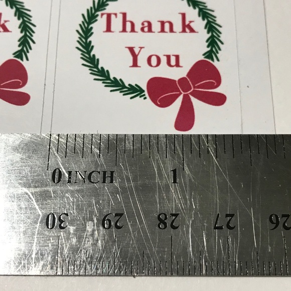 48ct Christmas wreath square thank you stickers - Picture 2 of 4